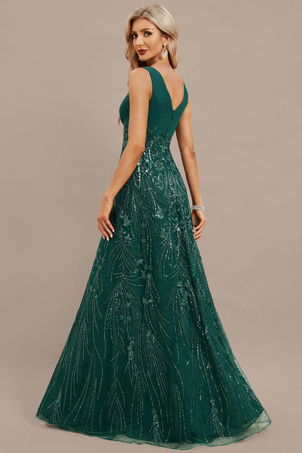 Robe Longue Verte À Paillettes - gallery 6