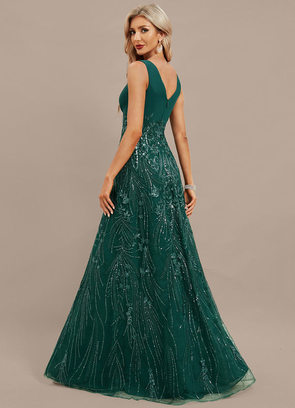 Robe Longue Verte À Paillettes - gallery 6