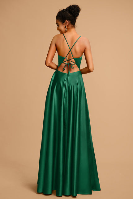 Robe Satinée Élégante À Fente - gallery 2