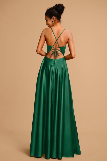 Robe Satinée Élégante À Fente - gallery 2
