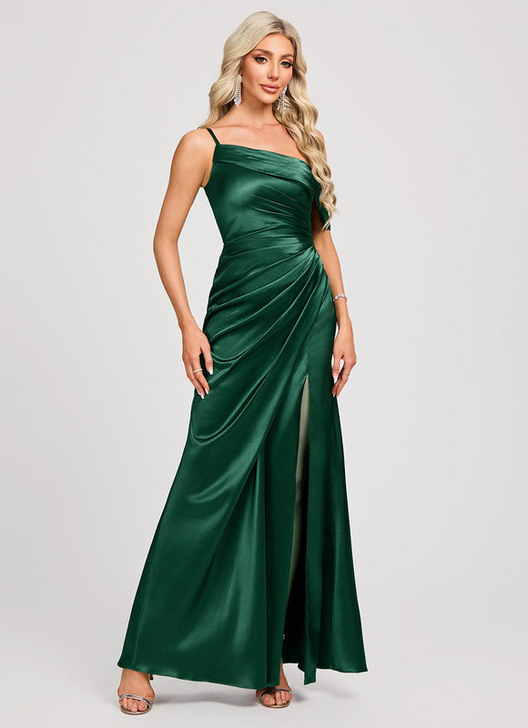 Robe Longue Asymétrique Verte - gallery 1