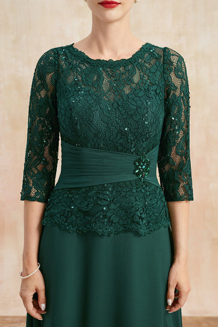 Robe Élégante En Dentelle Verte - gallery 6