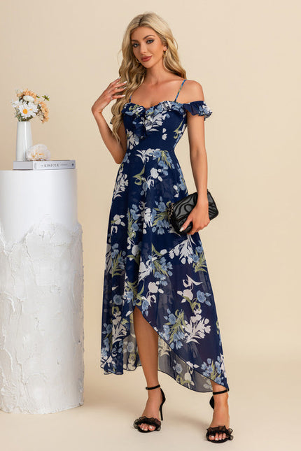 Robe Longue Verte À Fleurs Roses - gallery 9