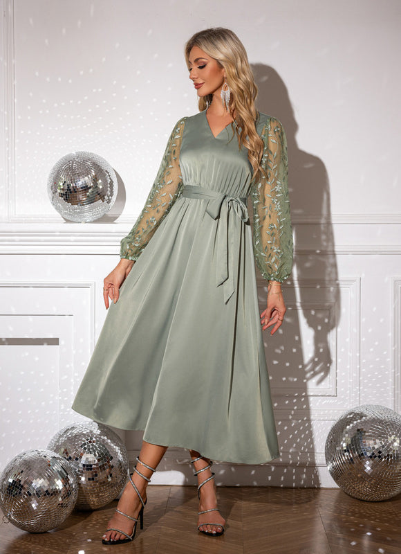 Robe Vert D'Eau Satin - gallery 3