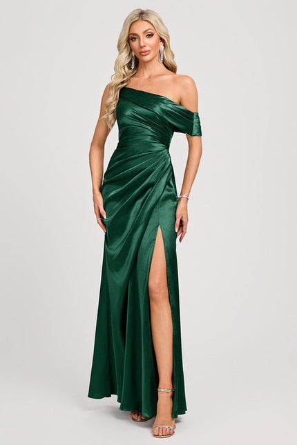 Robe Longue Asymétrique Verte