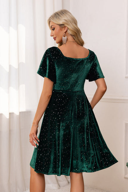 Robe Velour Vert Bouteille - gallery 1