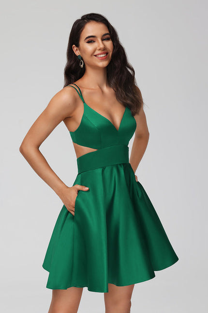 Robe Verte À Taille Cintrée Chic