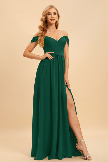 Robe Longue Vert Émeraude À Fente - gallery 1