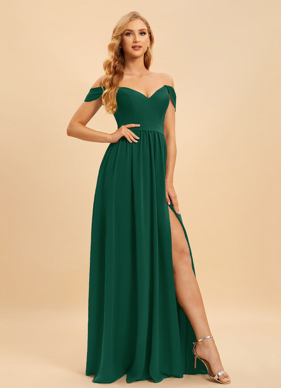 Robe Longue Vert Émeraude À Fente - gallery 1