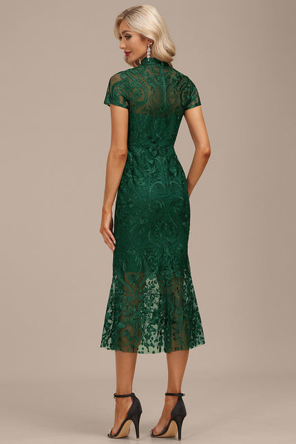 Robe Élégante Dentelle Verte Chic - gallery 5