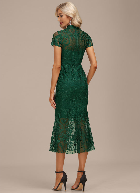 Robe Élégante Dentelle Verte Chic - gallery 5