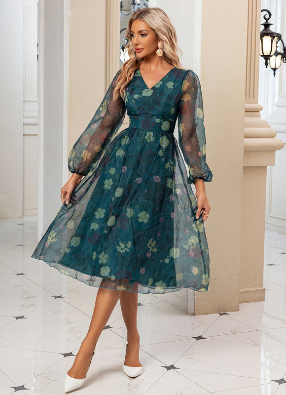 Robe Midi Organza Fleurs Délicates - gallery 4