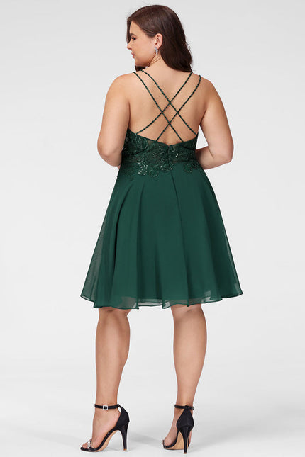 Robe Trapèze Verte Satinée - gallery 7