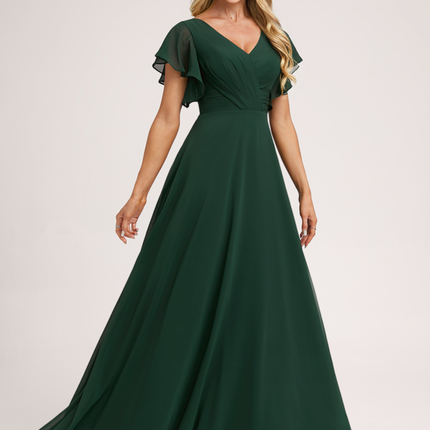 Robe Demoiselle D'Honneur Volants Verts