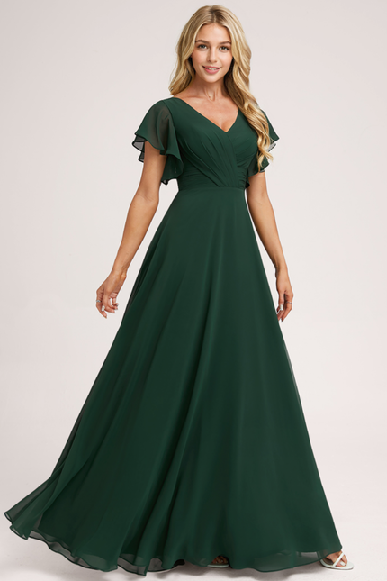 Robe Demoiselle D'Honneur Volants Verts
