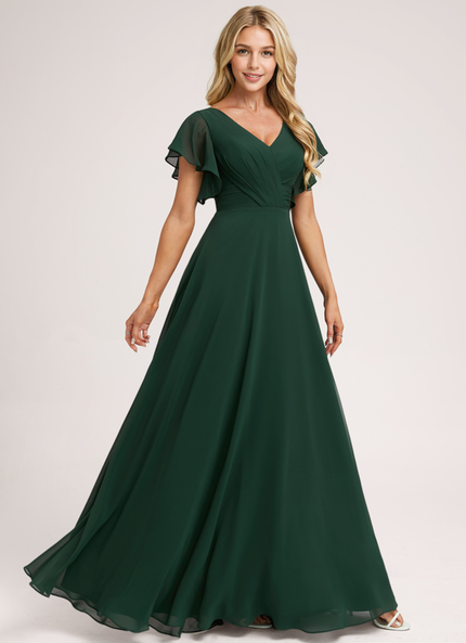 Robe Demoiselle D'Honneur Volants Verts