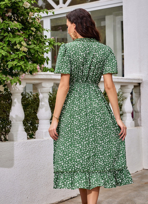 Robe Midi Florale Chic Verte - gallery 3