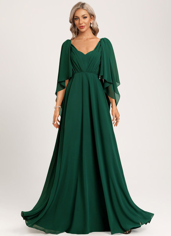 Robe Longue Vert Émeraude À Manches Cape - gallery 1