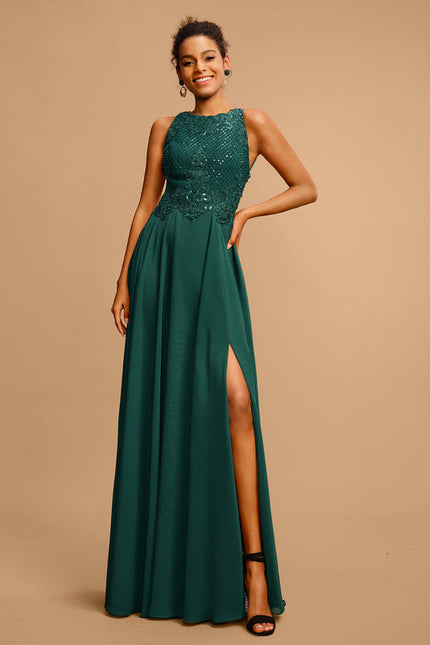 Robe Élégante Verte À Fente