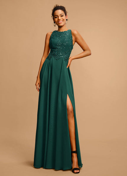 Robe Élégante Verte À Fente