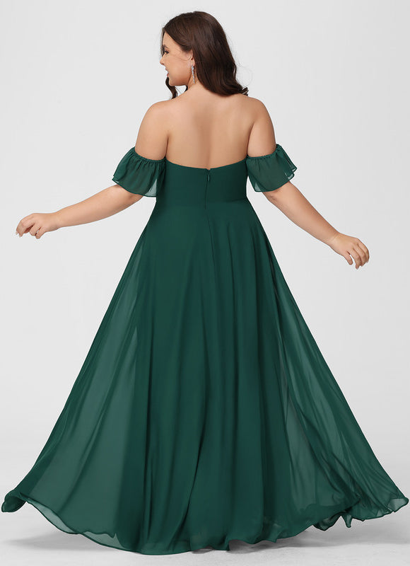 Robe Longue Vert Émeraude À Fente - gallery 8