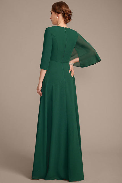 Robe Élégante Mousseline Verte Fluide - gallery 5