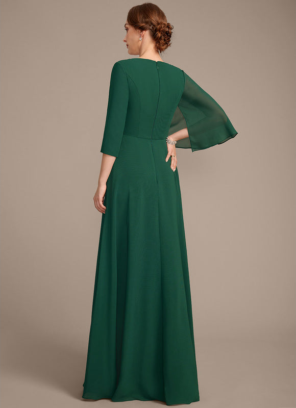 Robe Élégante Mousseline Verte Fluide - gallery 5