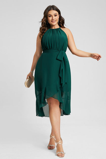 Robe Fluide Chic À Volants Verts - gallery 8