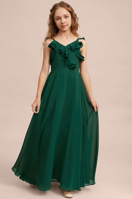 Robe Demoiselle D'Honneur Volants Verts - gallery 5