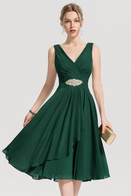 Robe Cocktail Émeraude Fluide Élégante - gallery 6