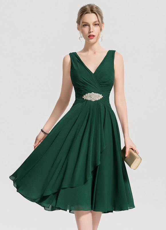 Robe Cocktail Émeraude Fluide Élégante - gallery 6