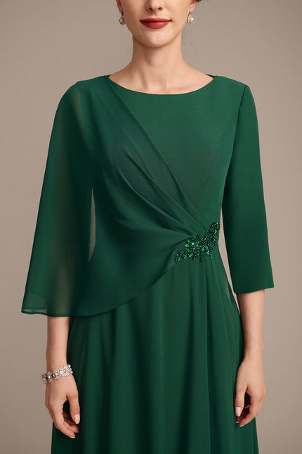 Robe Élégante Mousseline Verte Fluide - gallery 6