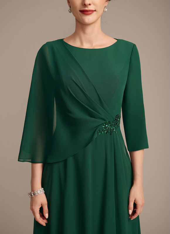 Robe Élégante Mousseline Verte Fluide - gallery 6