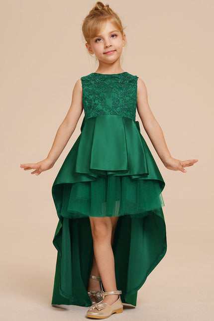 Robe Enfant Chic Asymétrique Verte