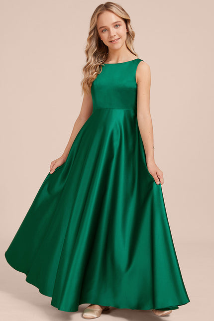 Robe Demoiselle D'Honneur Vert Satin - gallery 3