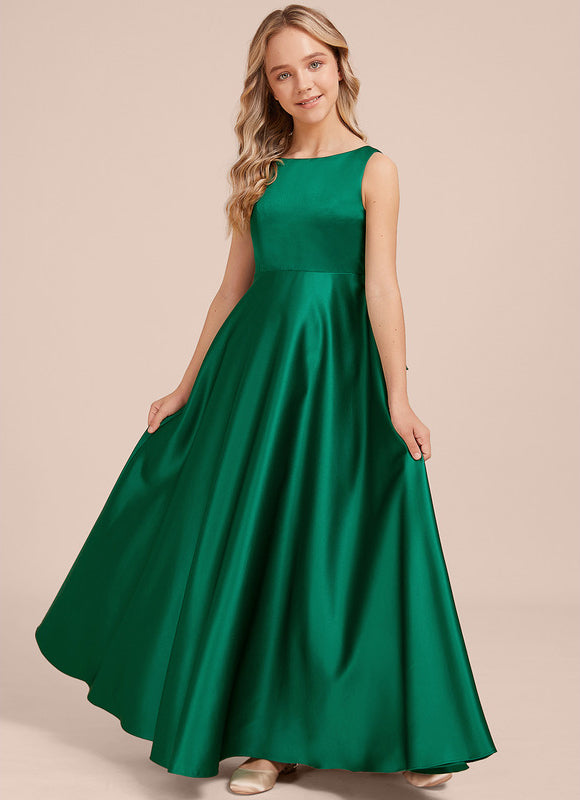Robe Demoiselle D'Honneur Vert Satin - gallery 3