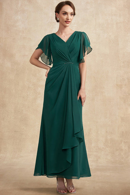 Robe Fluide Chic Col V Émeraude - gallery 3