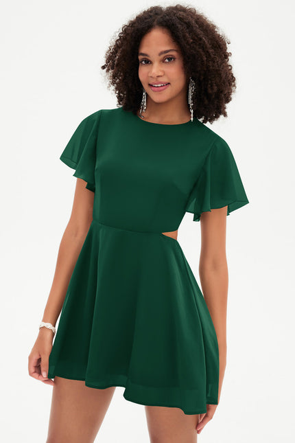 Robe Cocktail Vert Canard - gallery 6