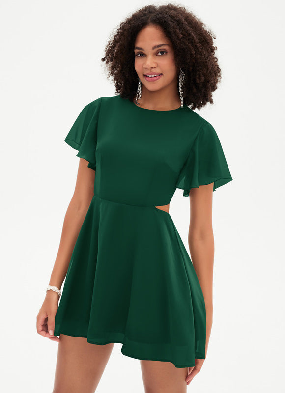 Robe Cocktail Vert Canard - gallery 6
