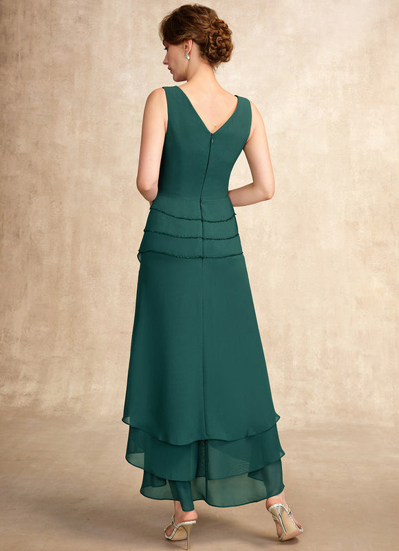 Robe Élégante À Volants Vert Foncé - gallery 2