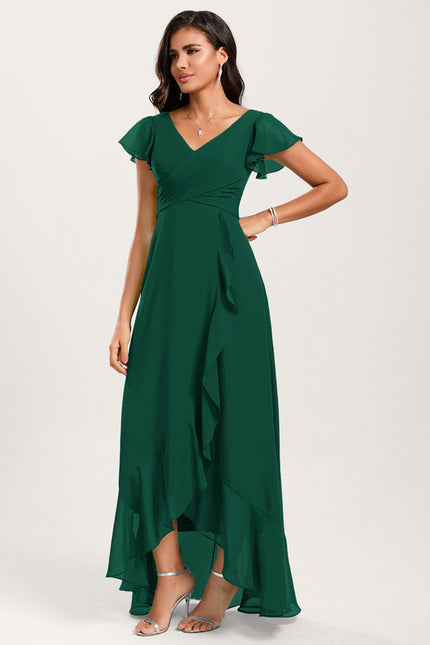 Robe Fluide Vert À Volants Élégante - gallery 2