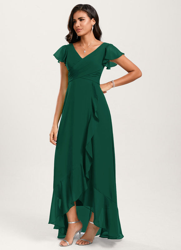 Robe Fluide Vert À Volants Élégante - gallery 2