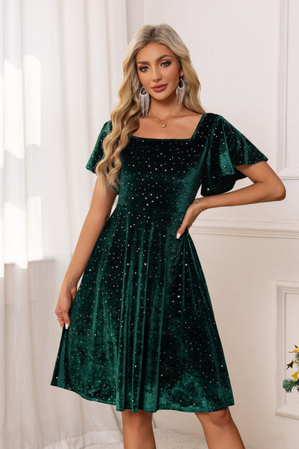 Robe Velour Vert Bouteille - gallery 6