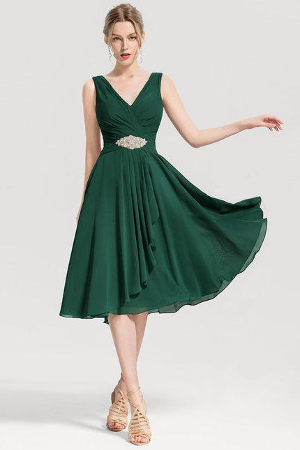Robe Cocktail Émeraude Fluide Élégante