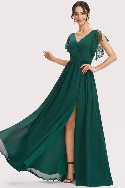 Robe Élégante Verte À Dentelle