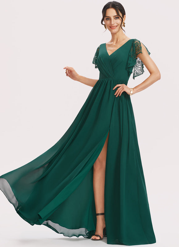 Robe Élégante Verte À Dentelle