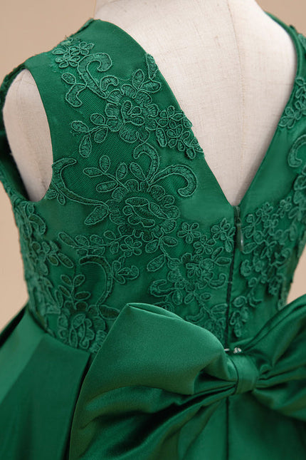 Robe Enfant Chic Asymétrique Verte - gallery 7