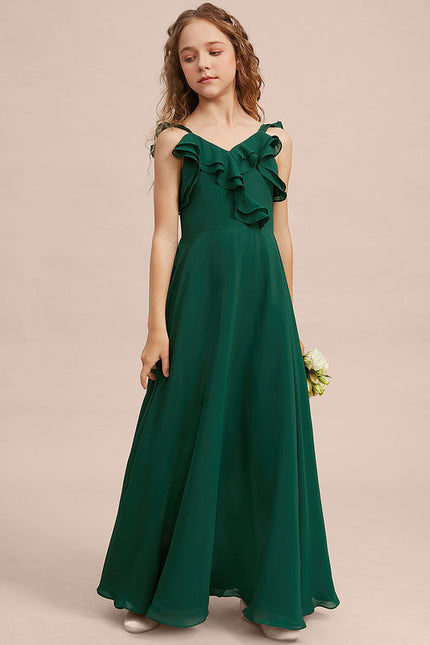 Robe Demoiselle D'Honneur Volants Verts - gallery 4