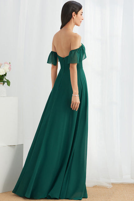 Robe Longue Vert Émeraude À Fente - gallery 4