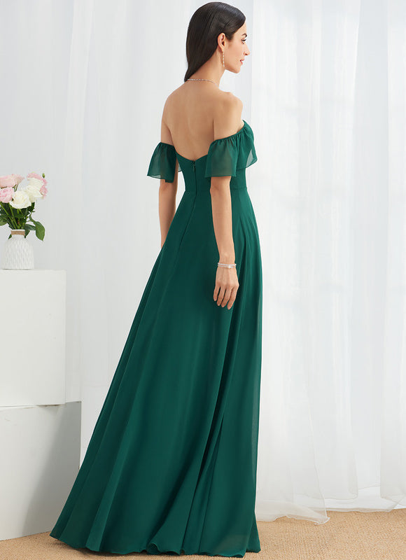 Robe Longue Vert Émeraude À Fente - gallery 4